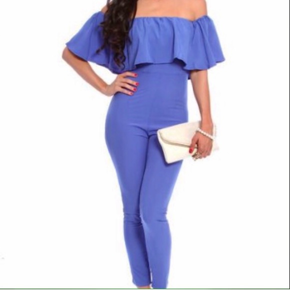 Dresses & Skirts - Boho Cobalt Off The Shoulder 1 Piece Jumpsuit